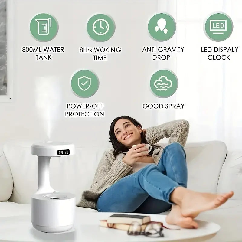 800ml Water Drop Backflow Humidifier - USB Powered