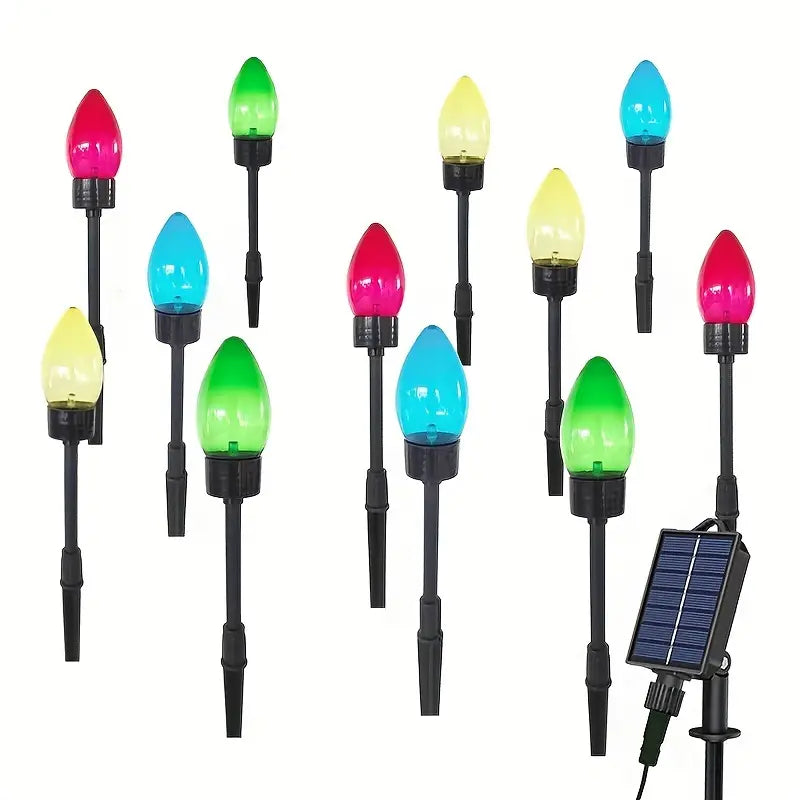 Solar C9 Pointed Bubble Color Lawn Lights - 12-in-1 Pack