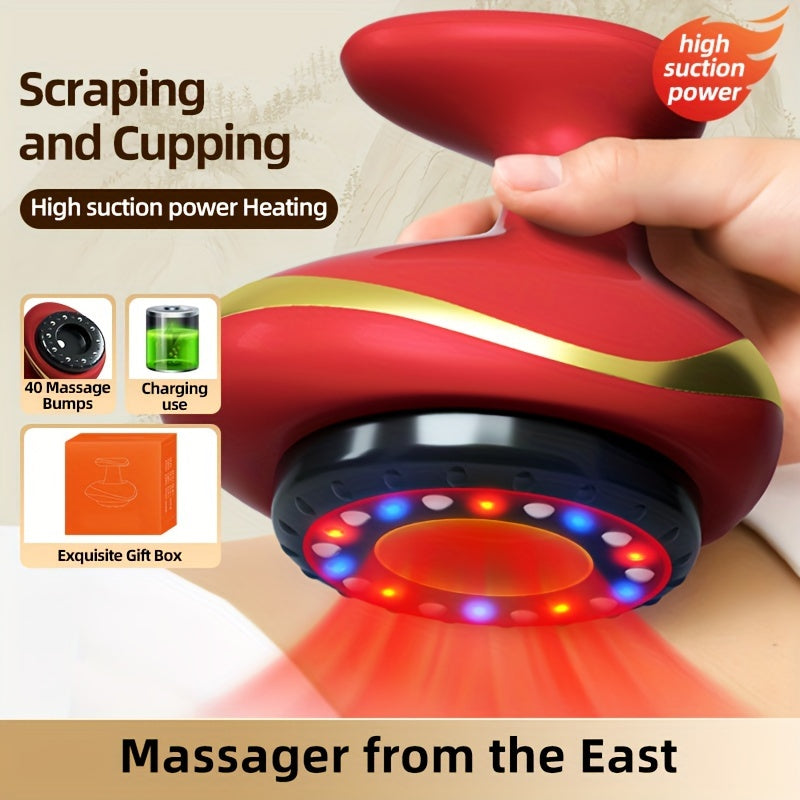 Electric Vacuum Cupping Massage Device with Heating(Red)