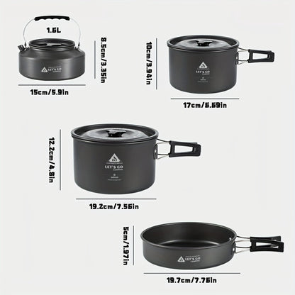 4pcs Aluminum Camping Cookware Set for Outdoor Cooking