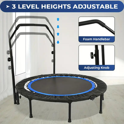 1pc 121.92cm Mini Fitness Trampoline with Adjustable Handle - Blue