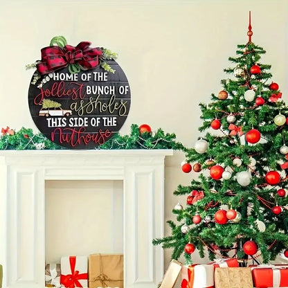 Welcome Guests with 1pc Christmas Wooden Door Sign