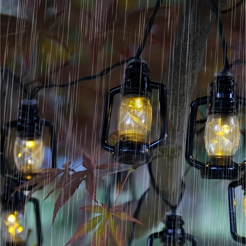 Solar Retro Oil String Lamp - 1 Pack, 8 Functions, Waterproof Outdoor