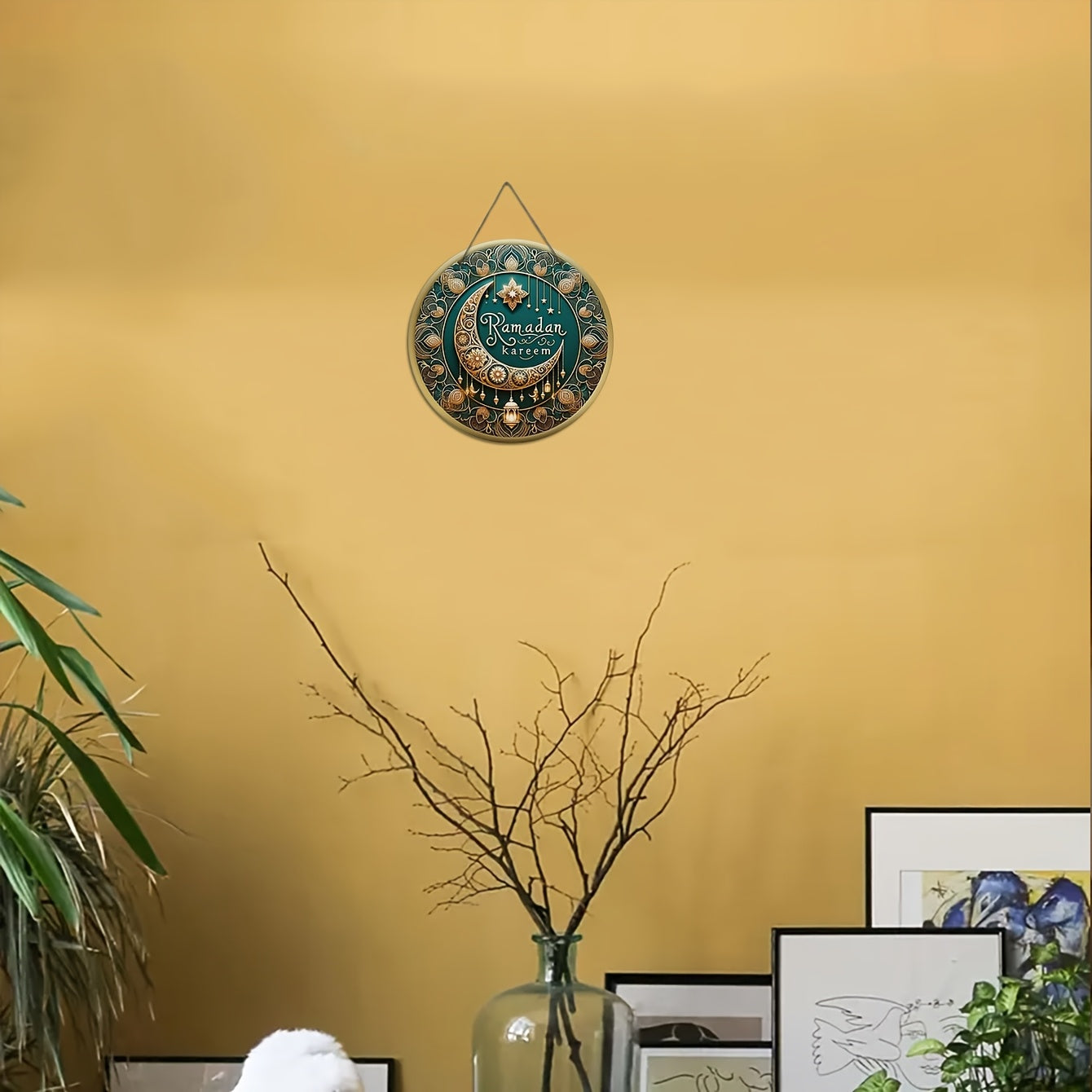 Glam Style Ramadan Kareem Wood Wreath Decoration