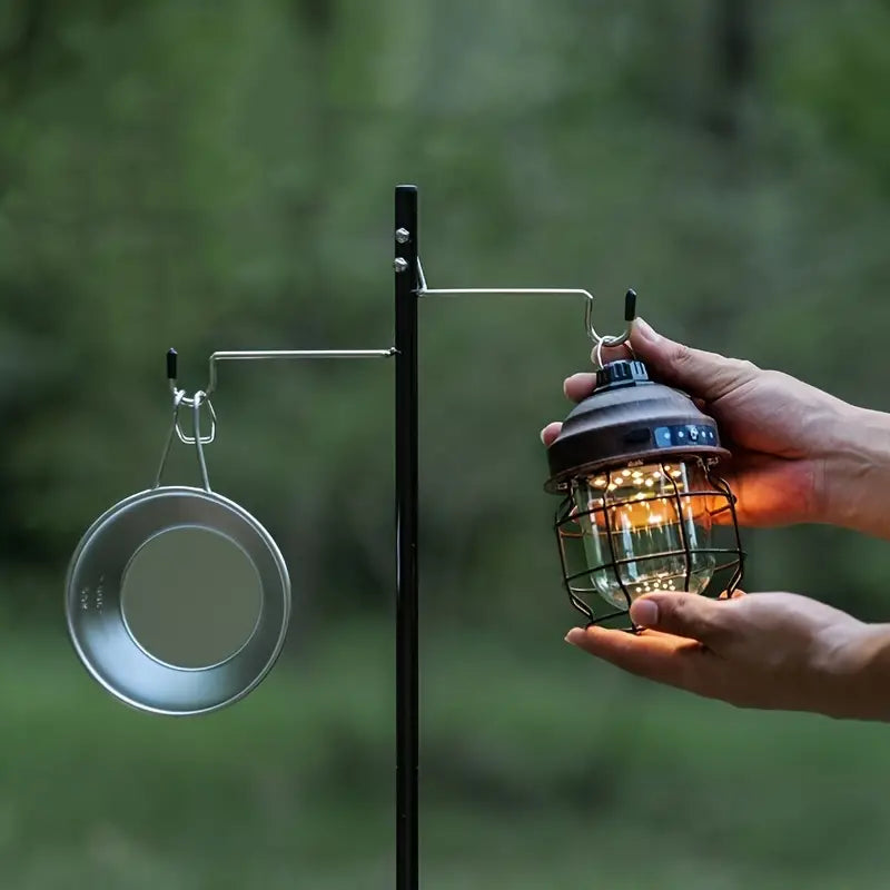 Portable Folding Lamp Pole - Lightweight Collapsible Aluminum Lantern Stand
