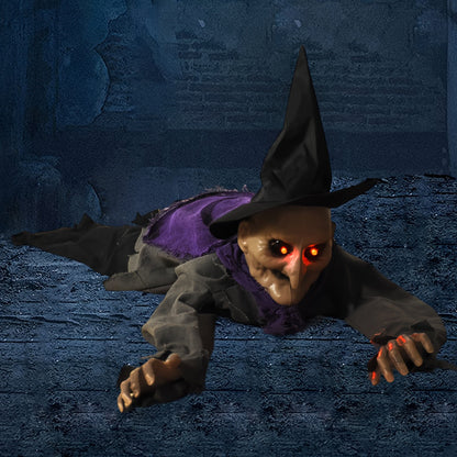 Witch Skeleton Halloween Crawling Prop with Lights