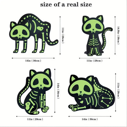 Midnight Guardian: 4pcs Black Cat Silhouette Yard Sign with Stakes