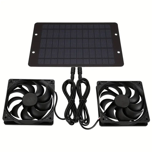 Solar-Powered Electric Ventilator - 10W/12V Dual Fan Pack