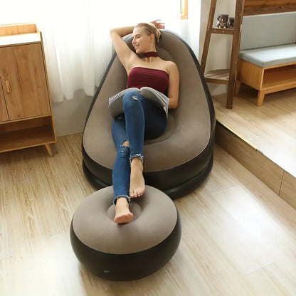 Lazy Inflatable Sofa Bed with Ottoman