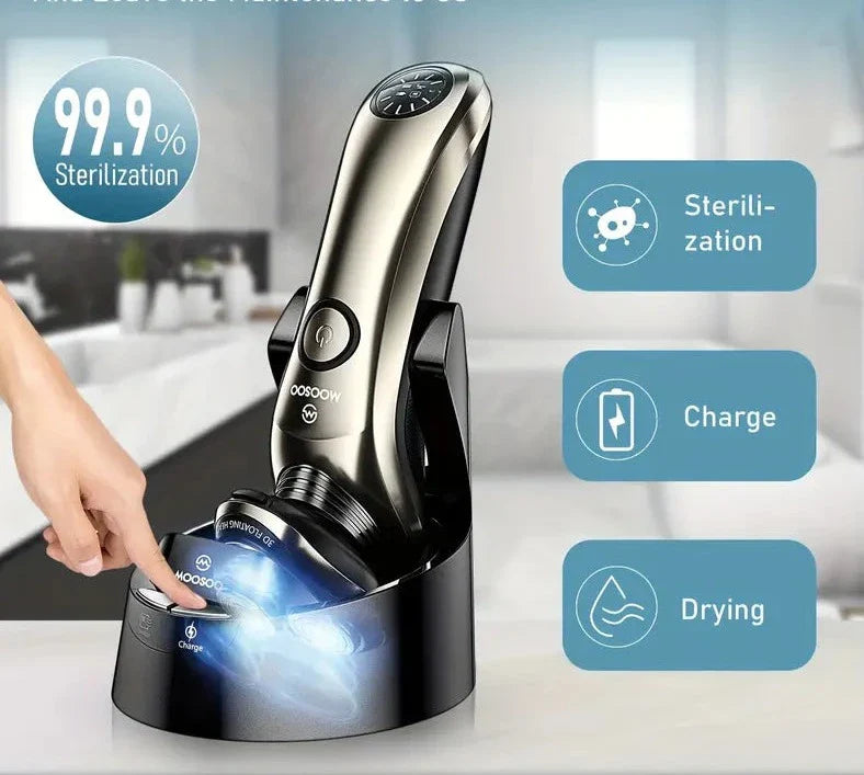 Advanced Electric Shaver for Men with Clean Charge Station