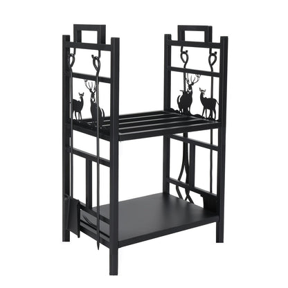 2-Tier Firewood Rack with Hooks