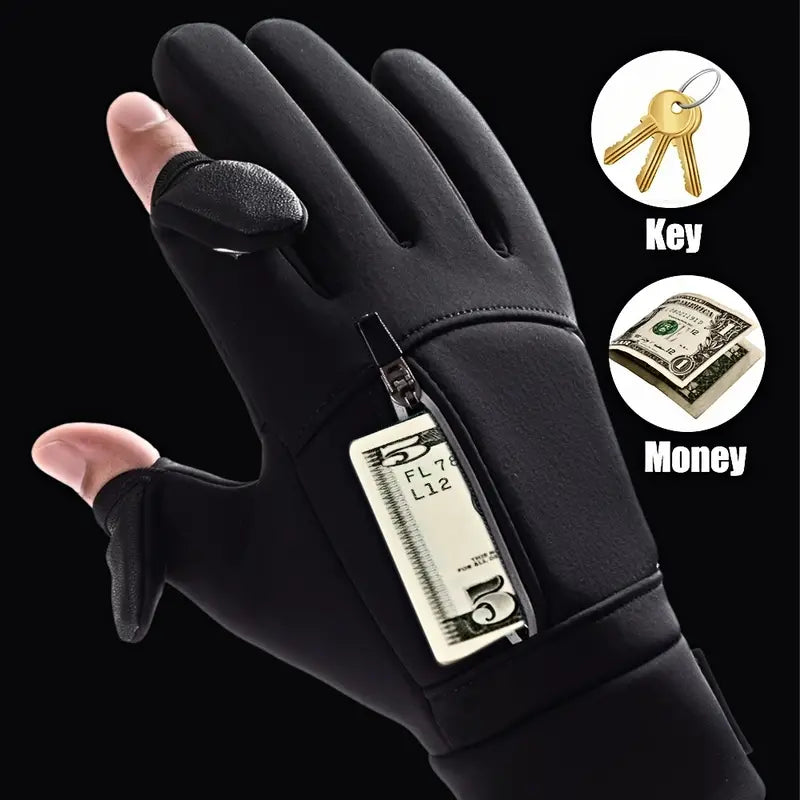 Premium Winter Windproof Waterproof Touch Screen Gloves - Medium, Black