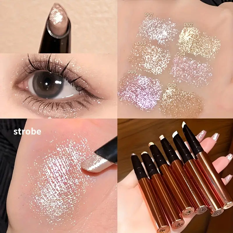 6 colors Sparkling Highlighter Stick - Shimmering Eyeliner Pen for Brightening and Enhancing Eyes