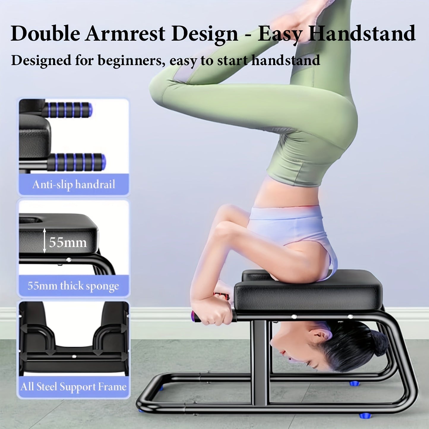 Upward Yoga Stool with Handrests Iron Frame