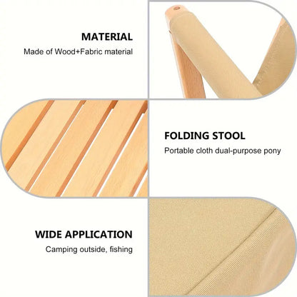 Portable Folding Wooden Camping Stool