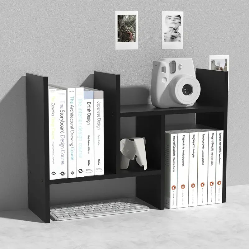 Adjustable Wood Bookshelf: Classic Desk Organizer & Storage Rack