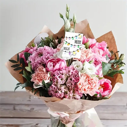 50-Piece Heart-Shaped Plastic Flower Card Holders