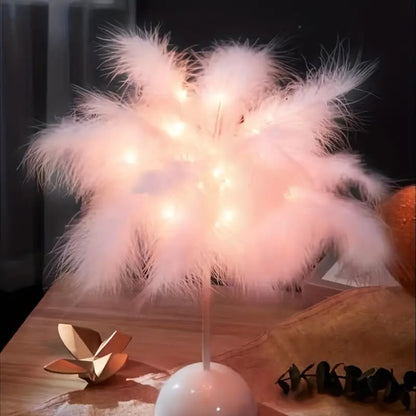 Feather Touch Table Lamp - Pink | Bedroom Interior Decor Light