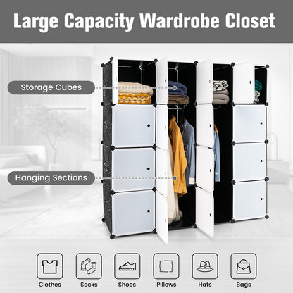 Storage Wardrobe Closet with Hanging Rods