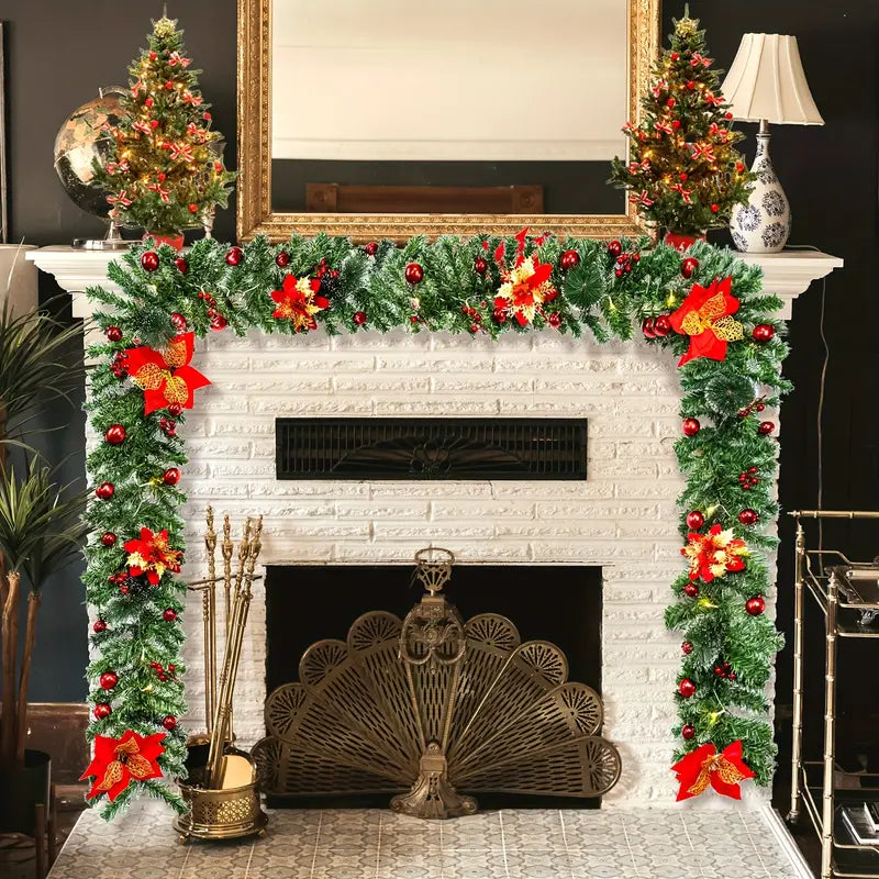 Enchanted Glow: Battery-Powered Artificial Christmas Garland Lights