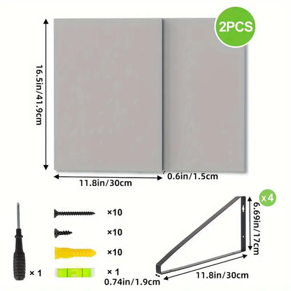 Rustic Wooden Wall Mounted Floating Shelf Set (2pcs)