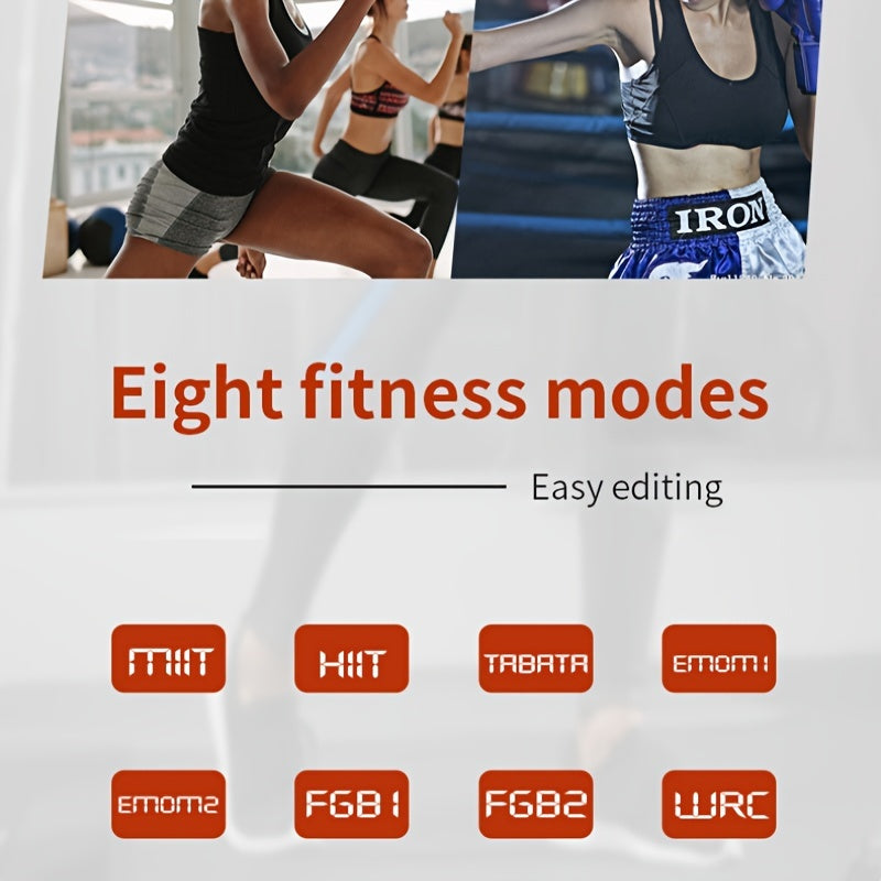 Rechargeable Gym Timer with 8 Fat Burning Training Modes(Black)