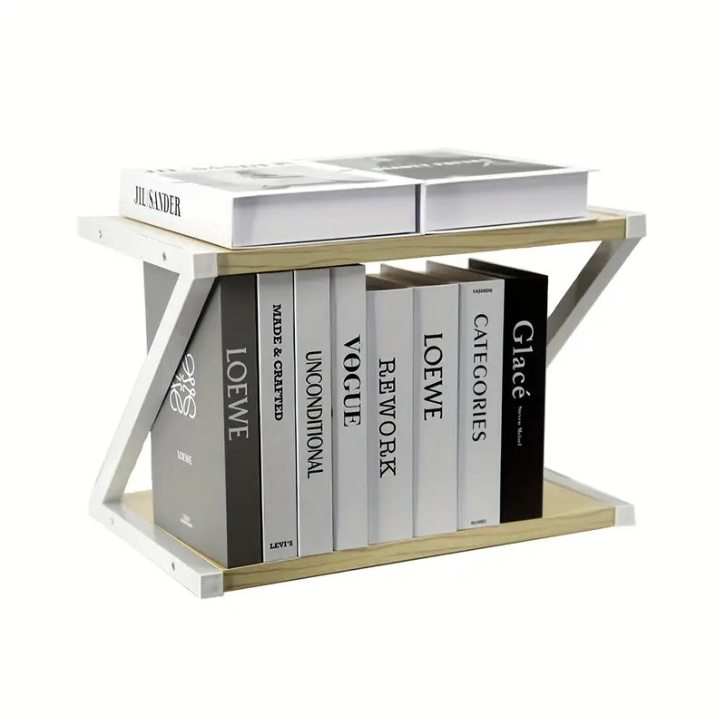 Beige Desk Study Table Storage Cabinet - Vertical Desktop Shelf & Rack