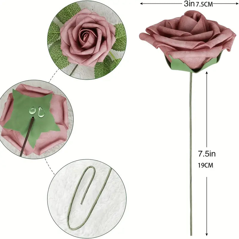25pcs Real Touch Cinnamon Combination Artificial Rose Flower Arrangement - Warm Taupe & Nude