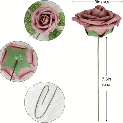 25pcs Real Touch Cinnamon Combination Artificial Rose Flower Arrangement - Warm Taupe & Nude
