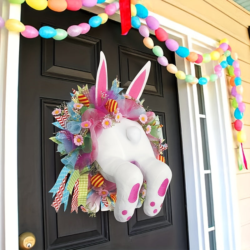 Rabbit Decoration Garland Bunny Wreath Easter Hanging Decor