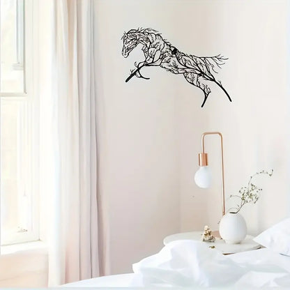 Iron Horse Branch Wall Decoration - Elegant Metal Animal Silhouette Craft