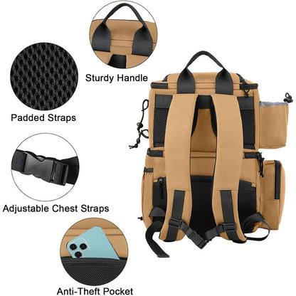 Fishing Tackle Backpack with Rod Holders & Cooler