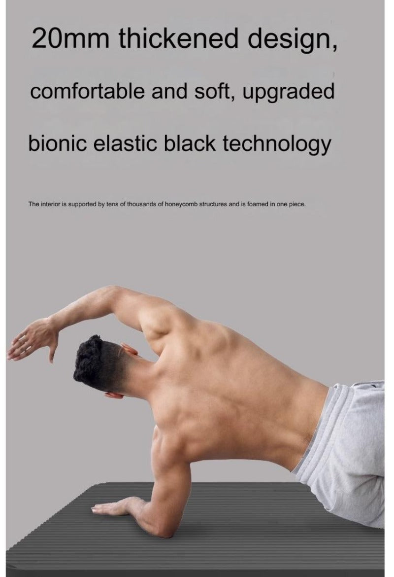 20mm Thick Shock-Absorbing Yoga Mat with Portable Backpack & Straps