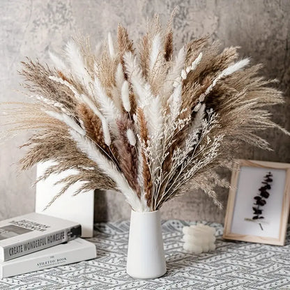 Real Touch Dried Flower Set - 50pcs Artificial Rabbit Tail Reed Set (90cm)
