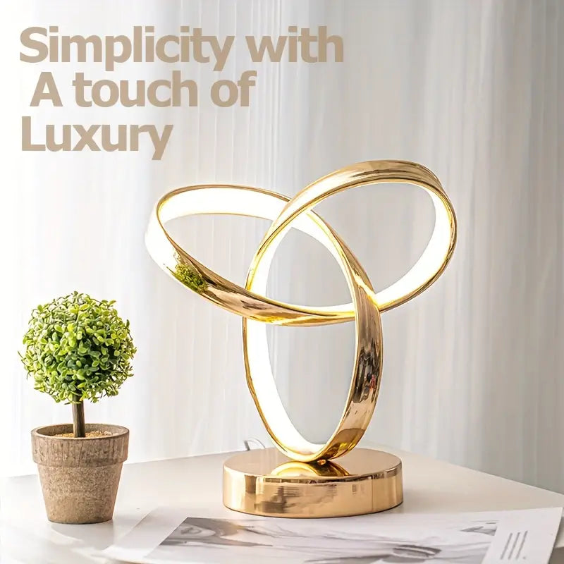 Space-themed USB Bedside Table Lamp - Golden