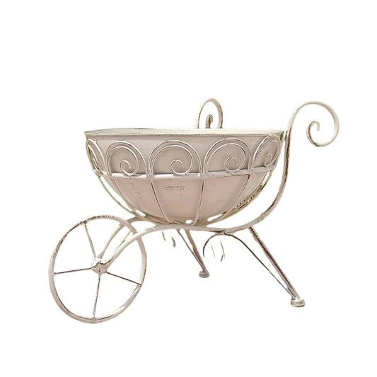 Vintage Iron Garden Cart Planter with Drainage
