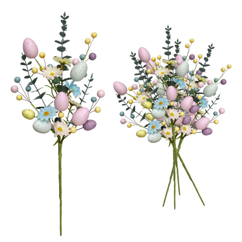 Pastel Eggs Easter Artificial Flower Bouquet Faux Floral
