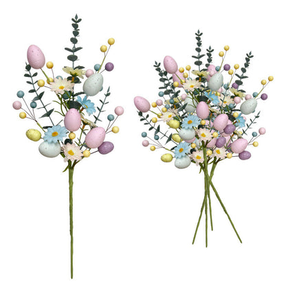 Pastel Eggs Easter Artificial Flower Bouquet Faux Floral