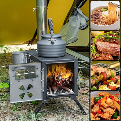 Portable Wood Burning Tent Stove - Black