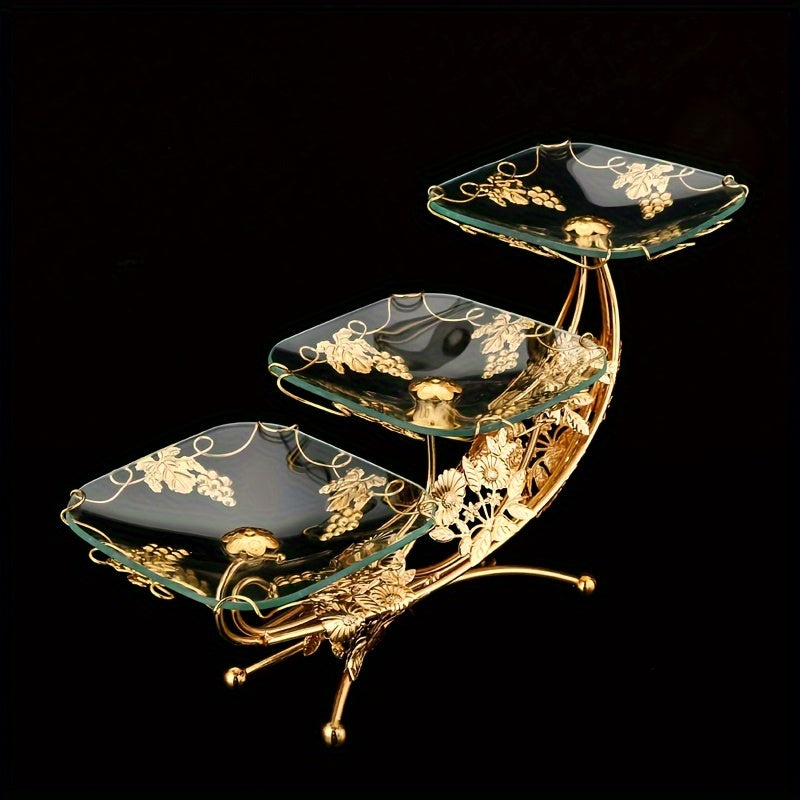 Golden Moon Metal Glass Tray Centerpiece