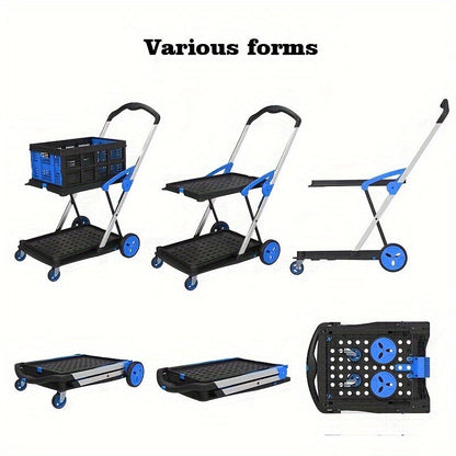 Double-Layer Trolley Cart with Rubber Wheels