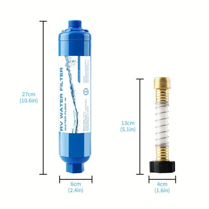 1pc RV Inline Hose Water Filter with Hose Protector