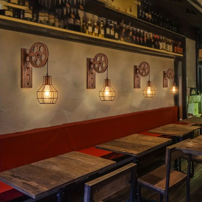 Vintage Industrial Wall Sconce - Rustic Farmhouse Bedside Lamp (Bronze)