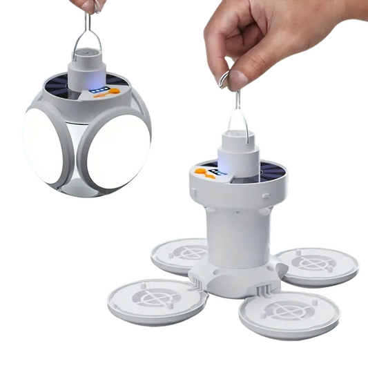 Solar Folding Light with Power Display - Portable USB Rechargeable LED Bulb