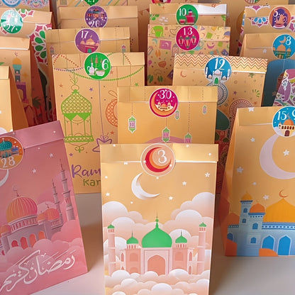Ramadan Countdown Kraft Paper Bags Set (60 Pieces)