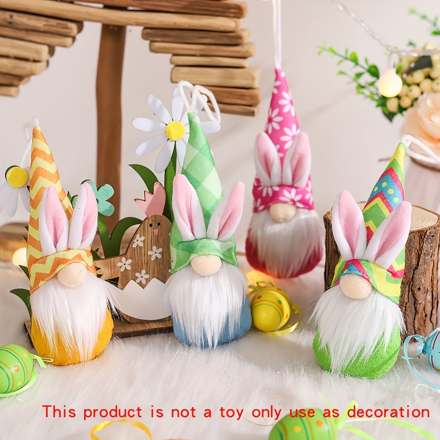 4-Pack Polyester Easter Bunny Hanging Ornaments
