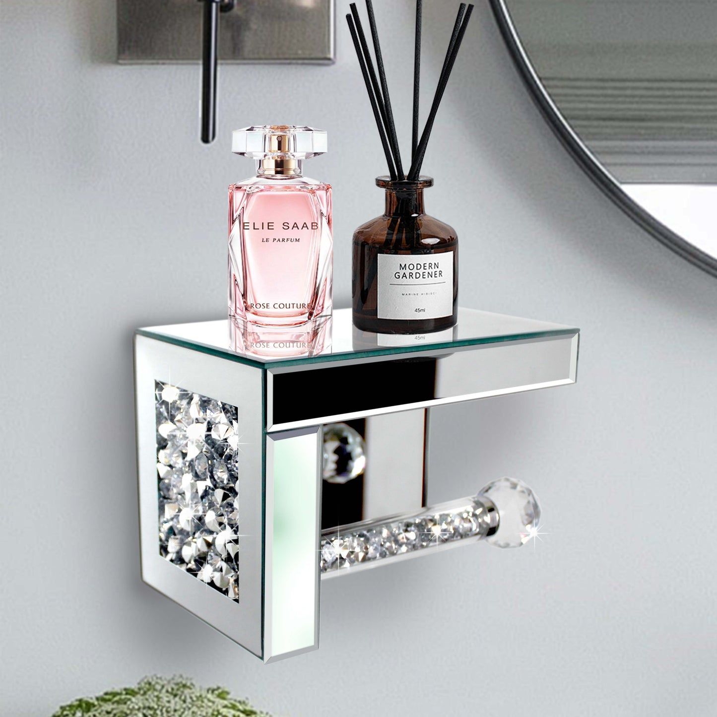 Crystal Glass Tissue Box Holder Countertop Organizer
