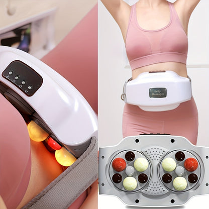 USB-Rechargeable Abdominal Massager with Stone Kneading(White)