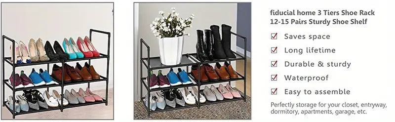Keep your entryway tidy and stylish with our 3-Tier Shoe Rack