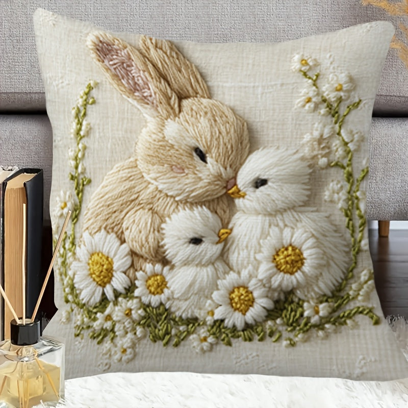 Easter Bunny Chick Pillow Cover